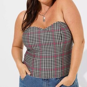 Torrid Plaid Ponte Sweetheart Tube Top NWT Size 2X